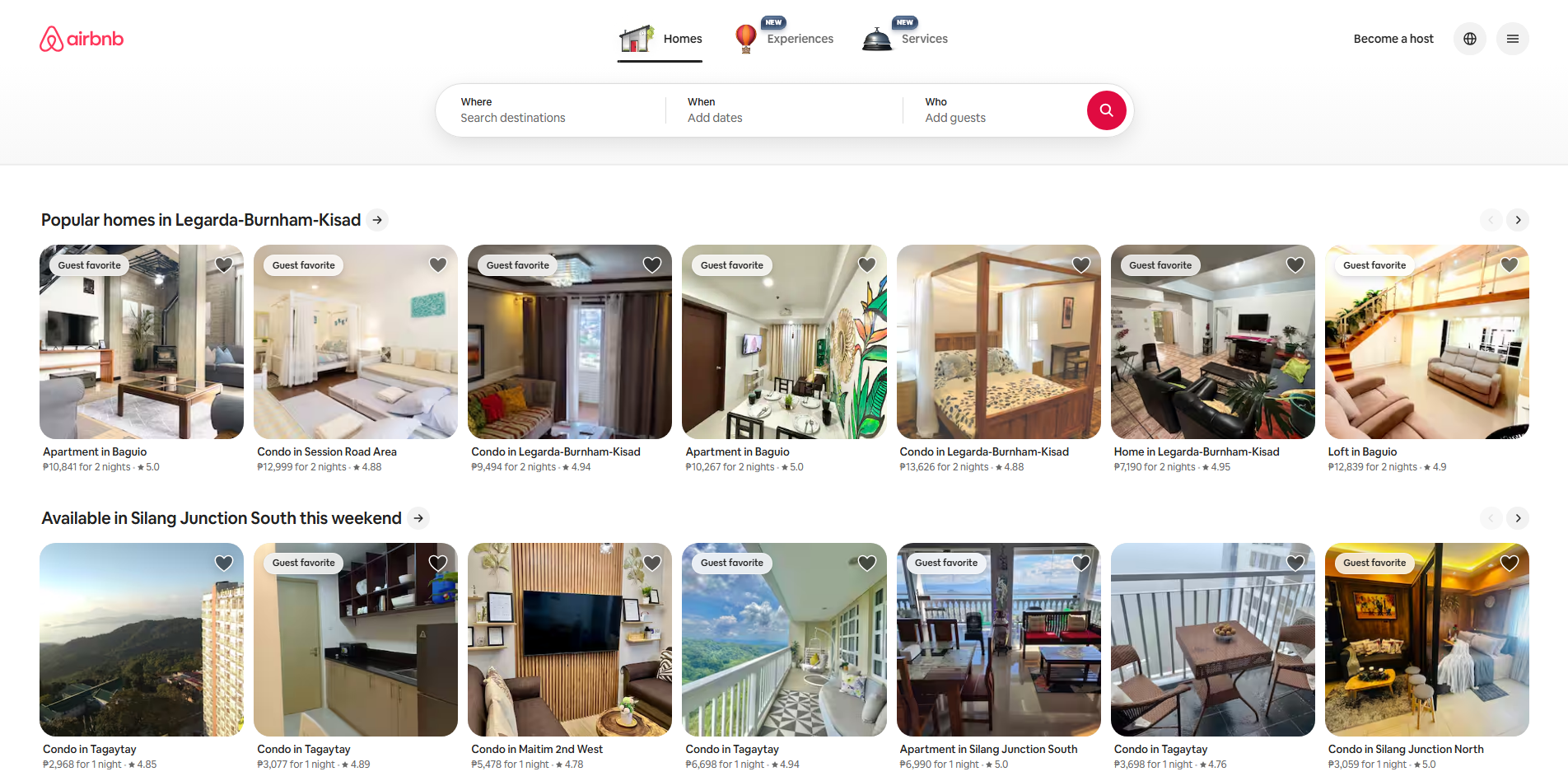 Screenshot of Airbnb